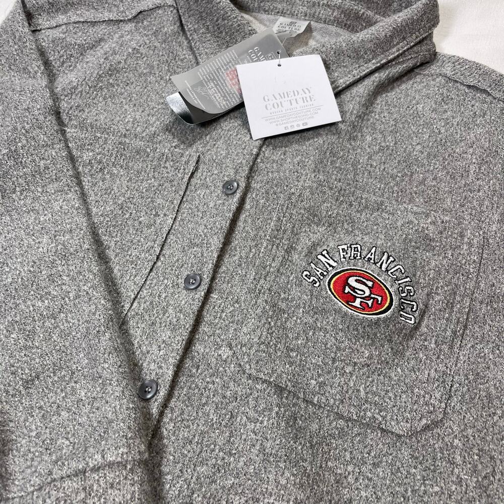 NWT Gameday Couture San Francisco 49ers Womenβs L Button Front Shirt Jacket NFL